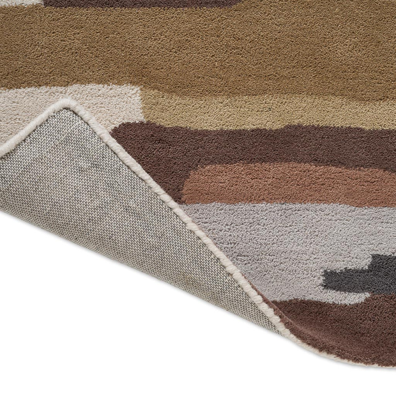 Tapis de couloir en laine formes géométriques Zeal Taupe