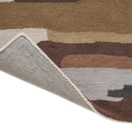 Tapis de couloir en laine formes géométriques Zeal Taupe