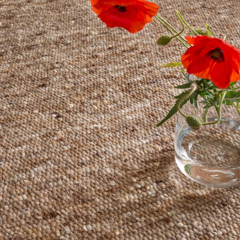 Tapis haut de gamme laine réversible beige chiné Sober Marron