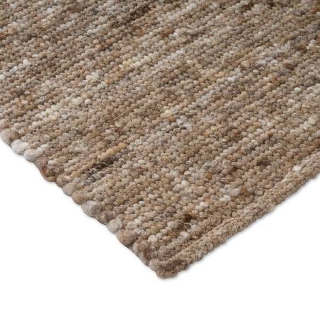 Tapis haut de gamme laine réversible beige chiné Sober Marron