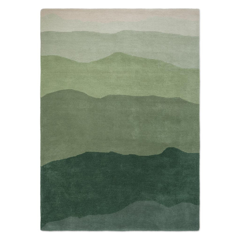 Tapis en laine vert Sedimentary