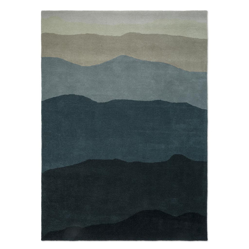 Tapis en laine bleu Sedimentary
