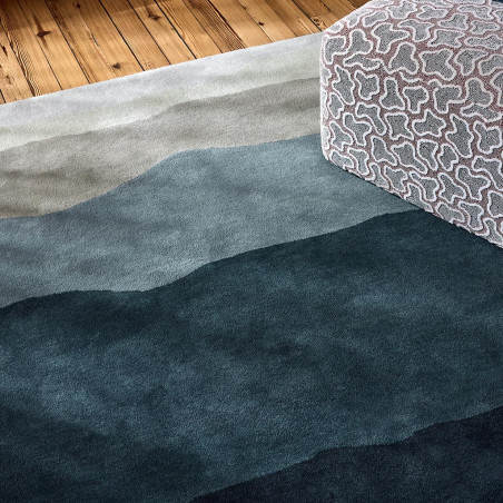 Tapis en laine bleu Sedimentary