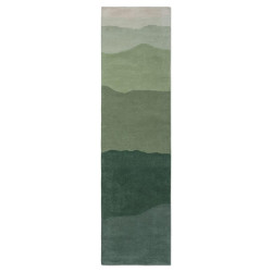 Tapis de couloir en laine vert Sedimentary