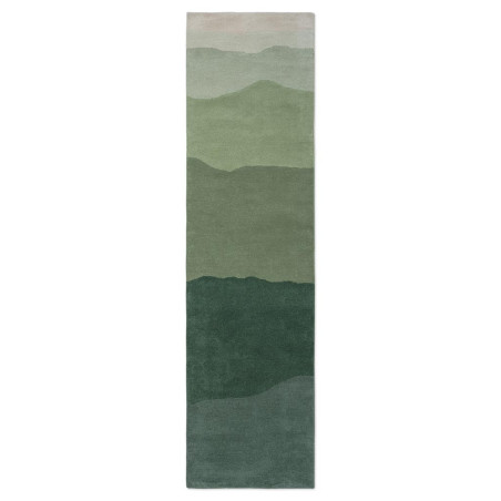 Tapis de couloir en laine vert Sedimentary