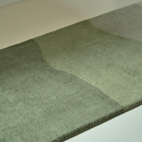 Tapis de couloir en laine vert Sedimentary