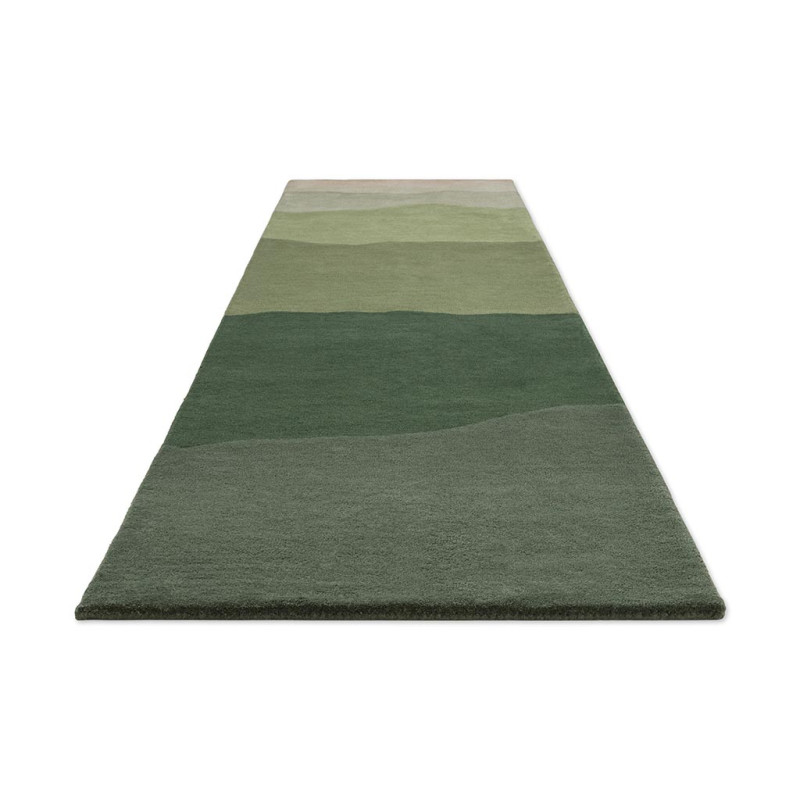 Tapis de couloir en laine vert Sedimentary