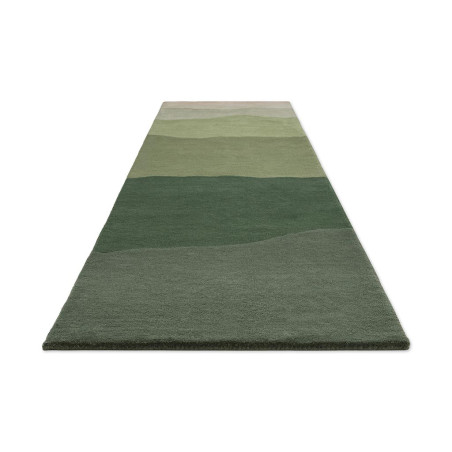 Tapis de couloir en laine vert Sedimentary
