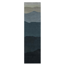 Tapis de couloir en laine bleu Sedimentary