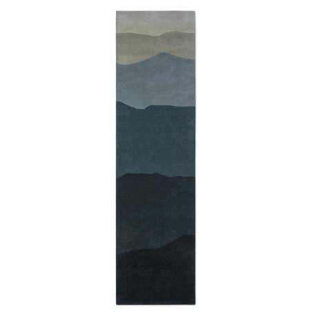 Tapis de couloir en laine bleu Sedimentary