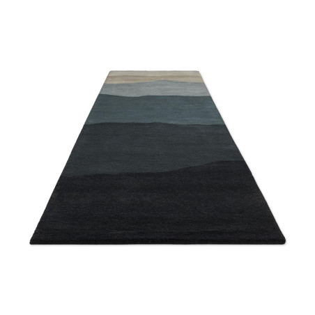 Tapis de couloir en laine bleu Sedimentary