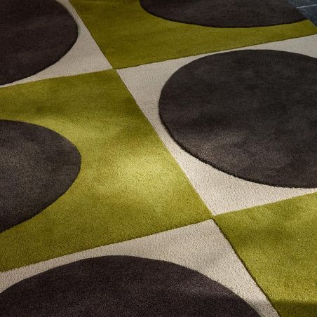Tapis en laine tufté main Spot Square walnut-lichen motif