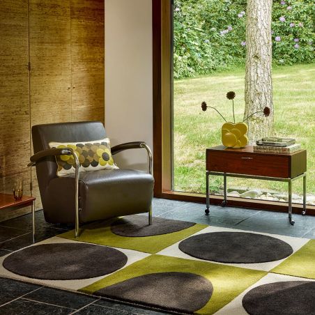 Tapis en laine tufté main Spot Square walnut-lichen salon