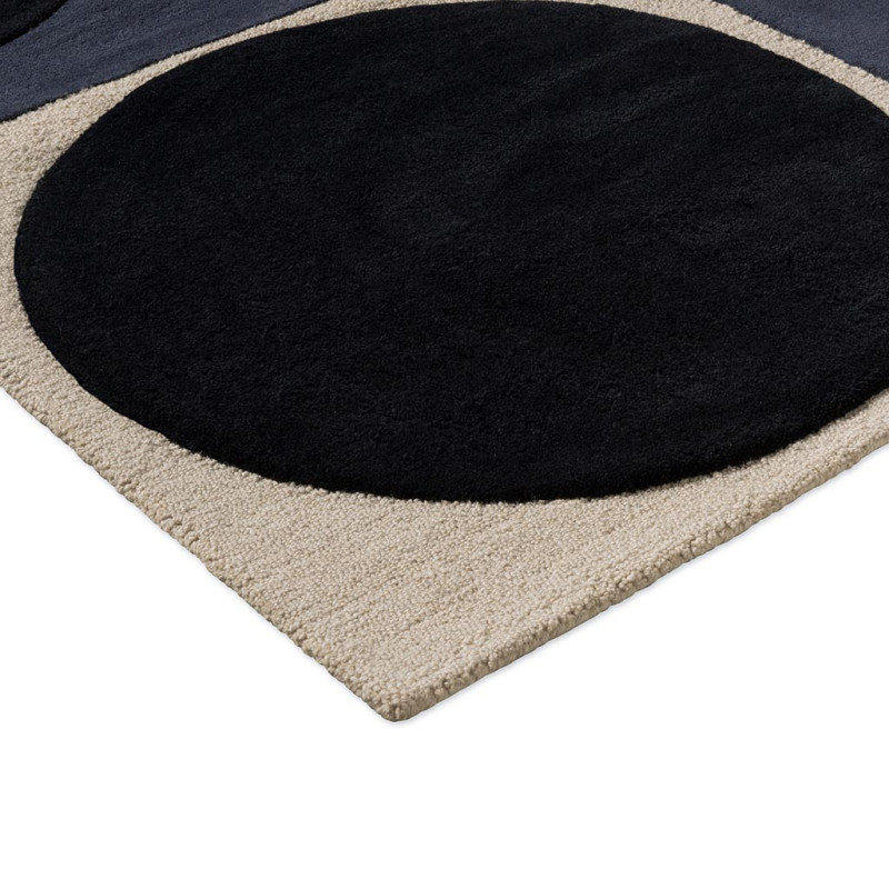 Tapis en laine tufté main Spot Square bleu marine détail