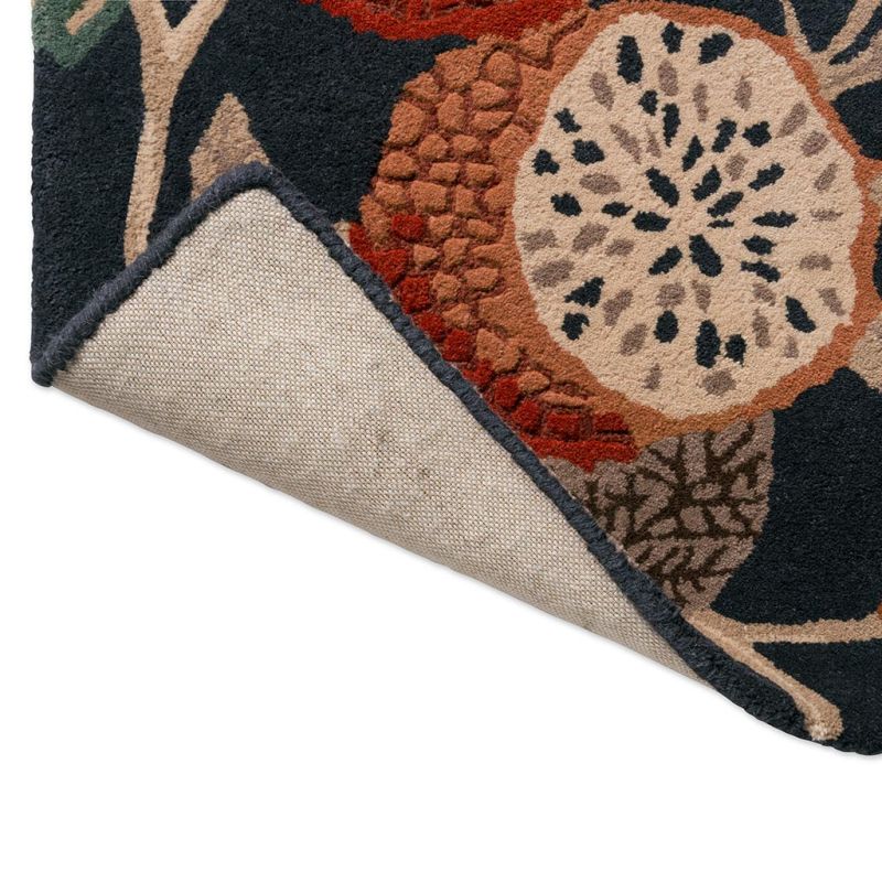 Tapis de salon en pure laine Jackfruit turmeric indigo dos
