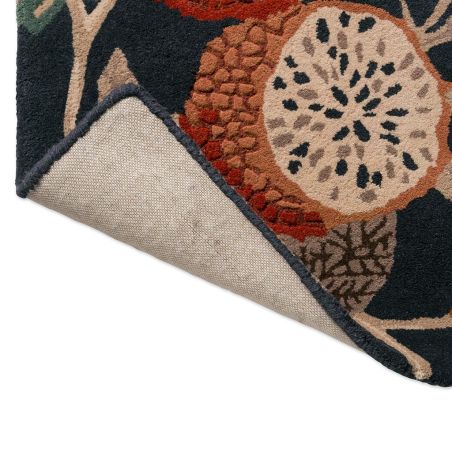 Tapis de salon en pure laine Jackfruit turmeric indigo dos
