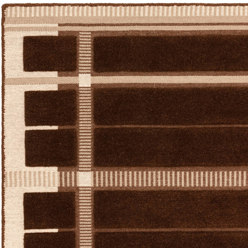 Tapis de salon tissé plat marron chocolat Fable