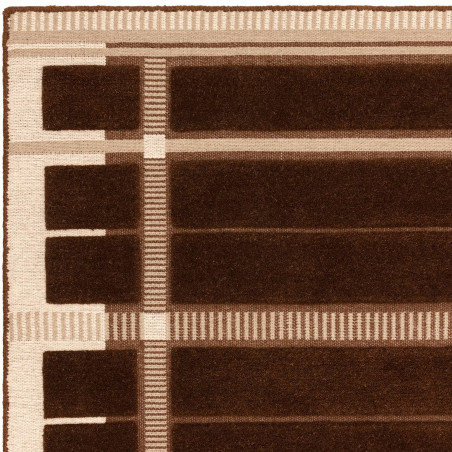 Tapis de salon tissé plat marron chocolat Fable