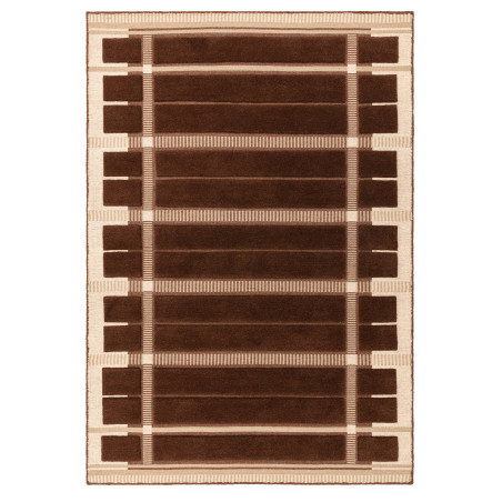 Tapis de salon tissé plat marron chocolat Fable