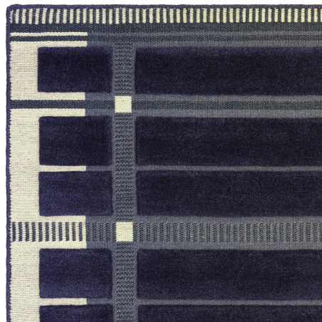 Tapis de salon tissé plat bleu marine Fable
