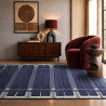 Tapis de salon tissé plat bleu marine Fable