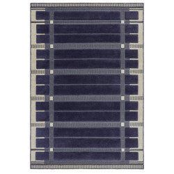 Tapis de salon tissé plat bleu marine Fable