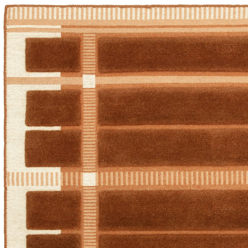 Tapis de salon tissé plat orange rouille Fable