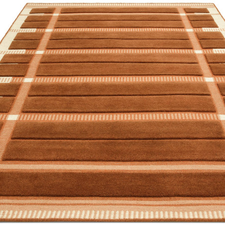 Tapis de salon tissé plat orange rouille Fable