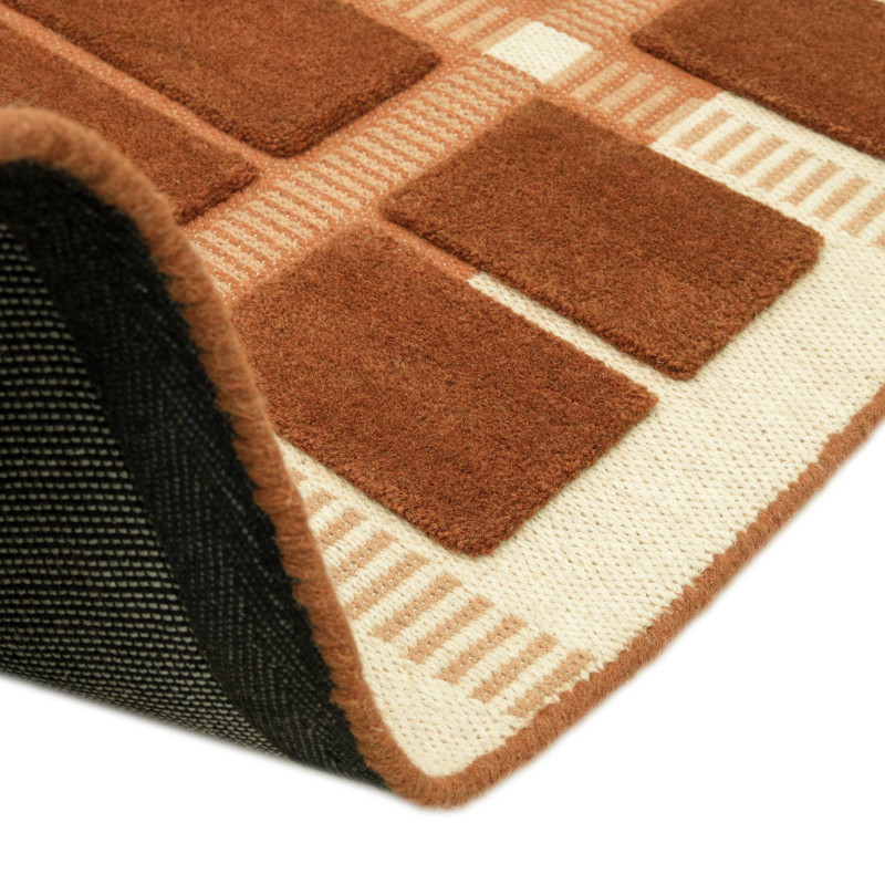 Tapis de salon tissé plat orange rouille Fable