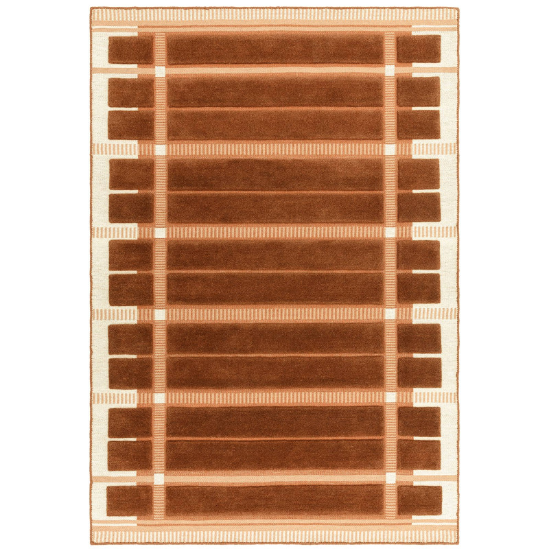 Tapis de salon tissé plat orange rouille Fable