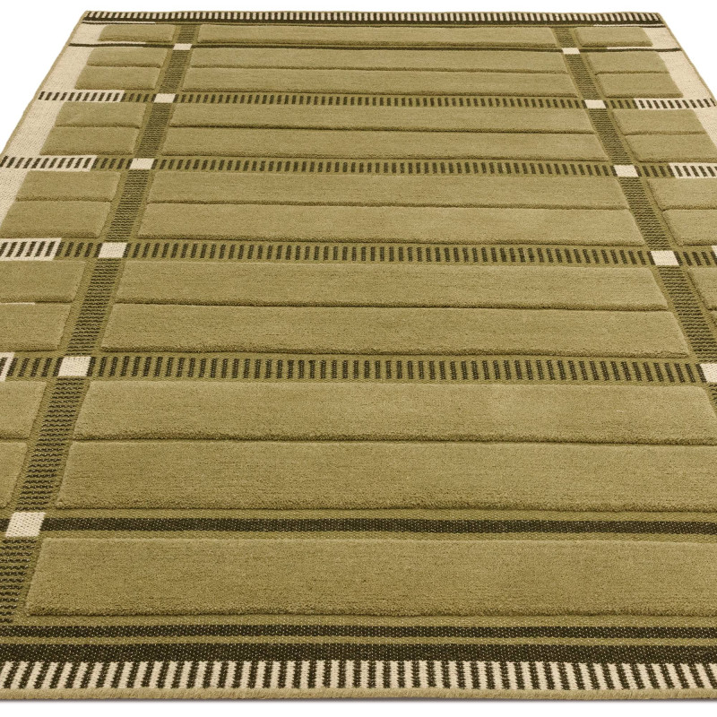 Tapis de salon tissé plat vert sauge Fable