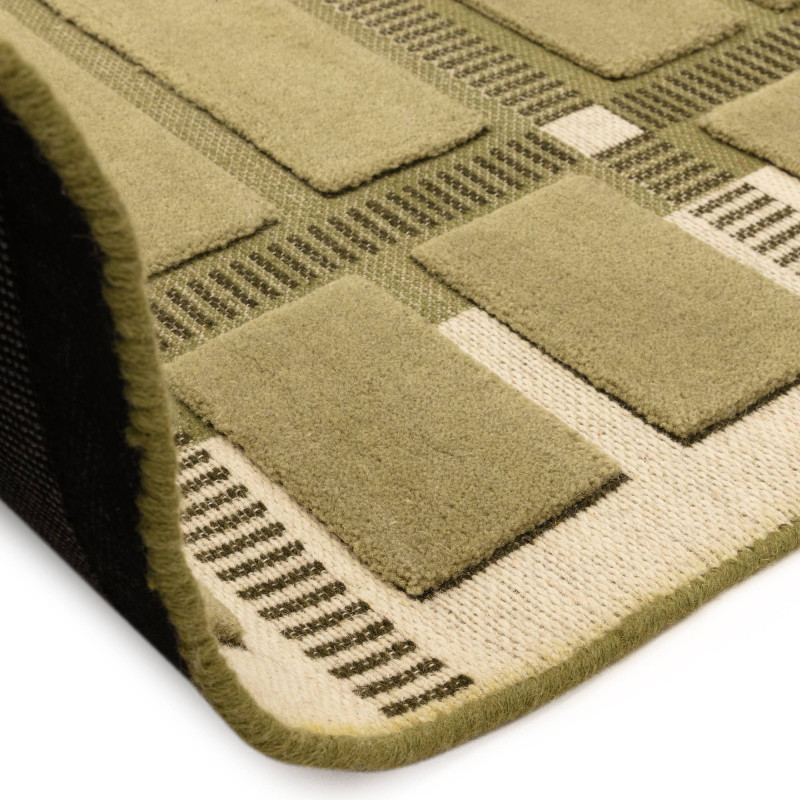 Tapis de salon tissé plat vert sauge Fable