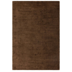 Tapis de salon tissé à la main en polyester recyclé marron chocolat Rowan