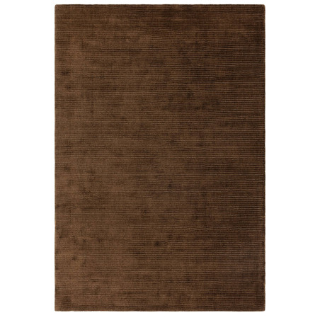 Tapis de salon tissé à la main en polyester recyclé marron chocolat Rowan
