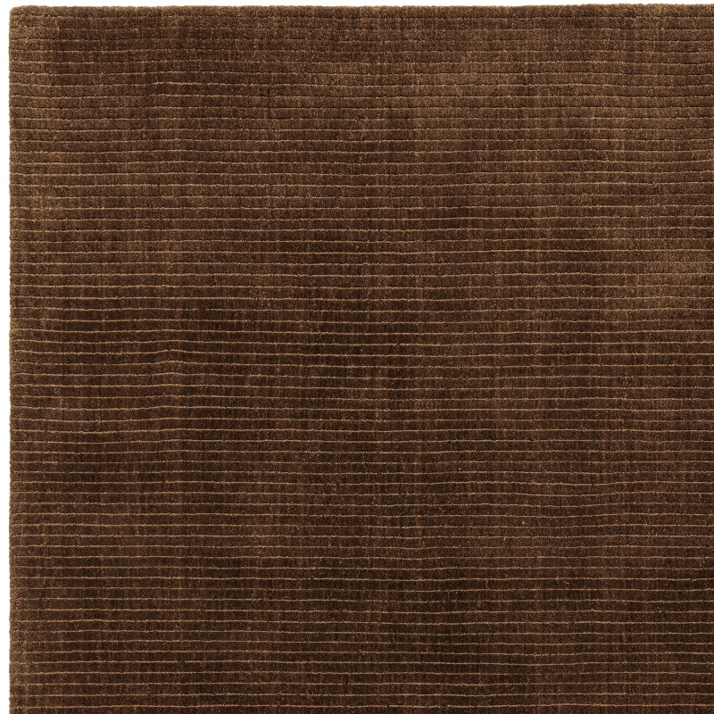 Tapis de salon tissé à la main en polyester recyclé marron chocolat Rowan