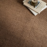 Tapis de salon tissé à la main en polyester recyclé marron chocolat Rowan