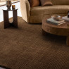 Tapis de salon tissé à la main en polyester recyclé marron chocolat Rowan