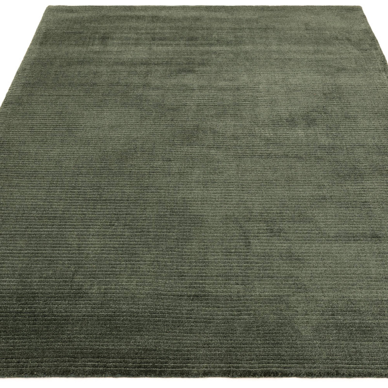 Tapis de salon tissé à la main en polyester recyclé vert émeraude Rowan