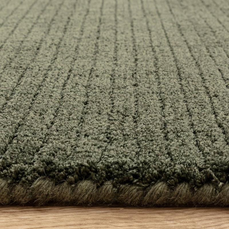 Tapis de salon tissé à la main en polyester recyclé vert émeraude Rowan