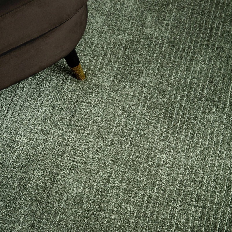 Tapis de salon tissé à la main en polyester recyclé vert émeraude Rowan