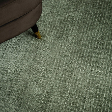 Tapis de salon tissé à la main en polyester recyclé vert émeraude Rowan