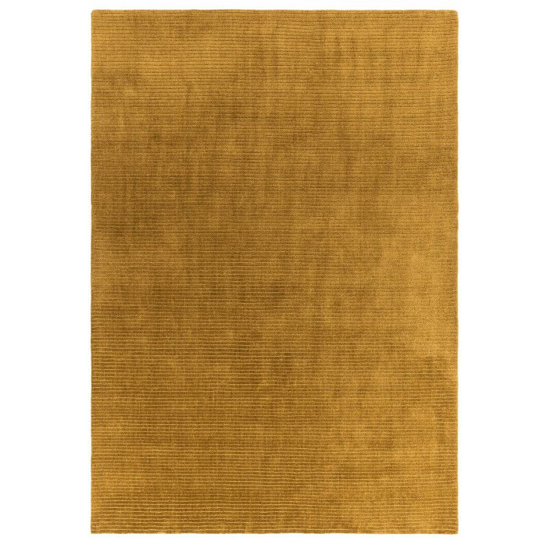 Tapis de salon tissé à la main en polyester recyclé jaune or Rowan
