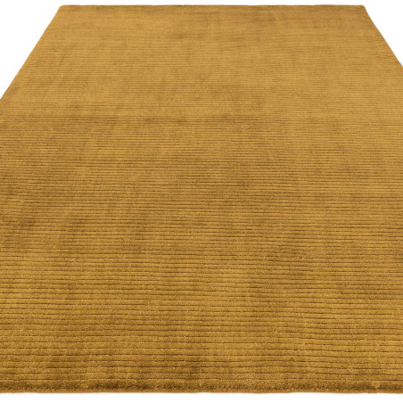 Tapis de salon tissé à la main en polyester recyclé jaune or Rowan