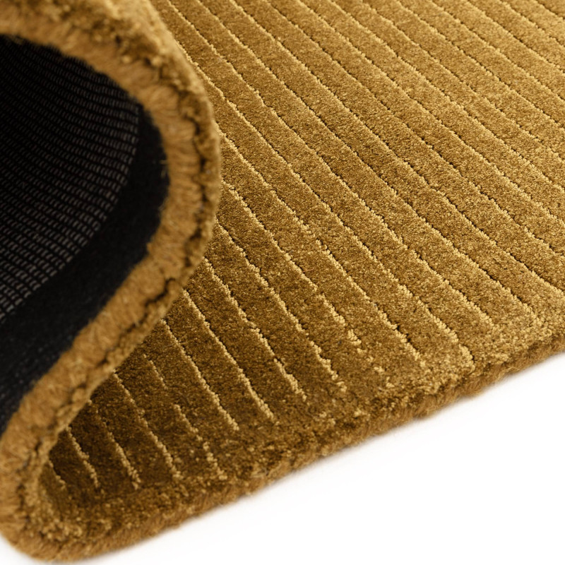 Tapis de salon tissé à la main en polyester recyclé jaune or Rowan