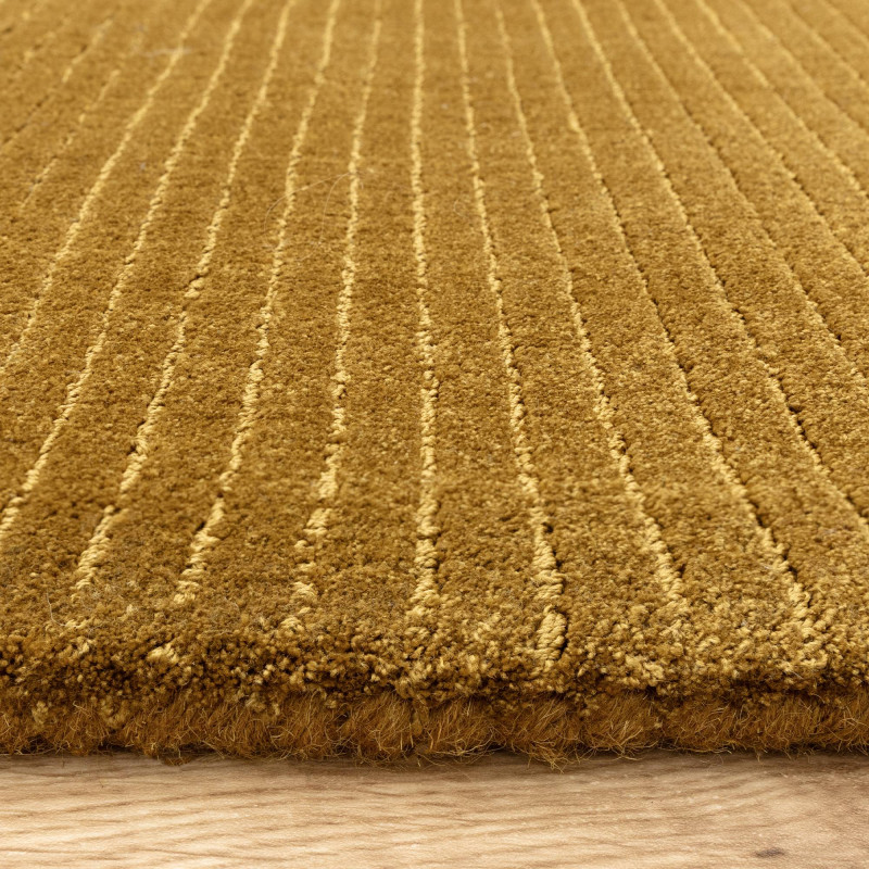 Tapis de salon tissé à la main en polyester recyclé jaune or Rowan