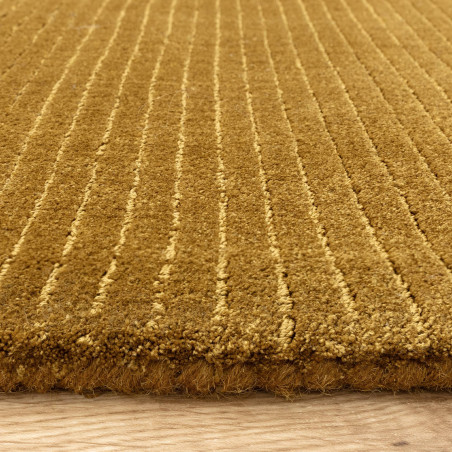Tapis de salon tissé à la main en polyester recyclé jaune or Rowan