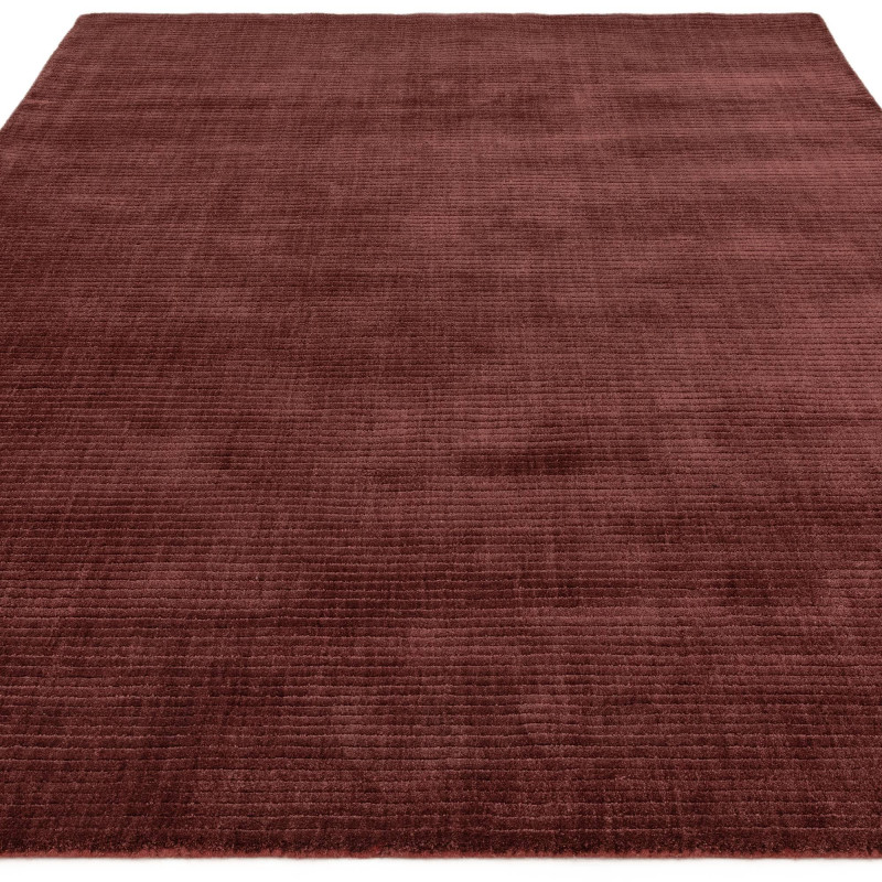 Tapis de salon tissé à la main en polyester rouge brun or Rowan
