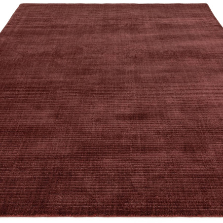 Tapis de salon tissé à la main en polyester rouge brun or Rowan
