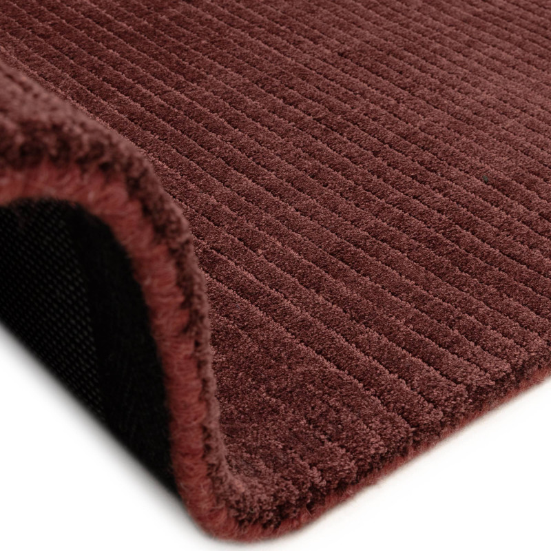 Tapis de salon tissé à la main en polyester rouge brun or Rowan