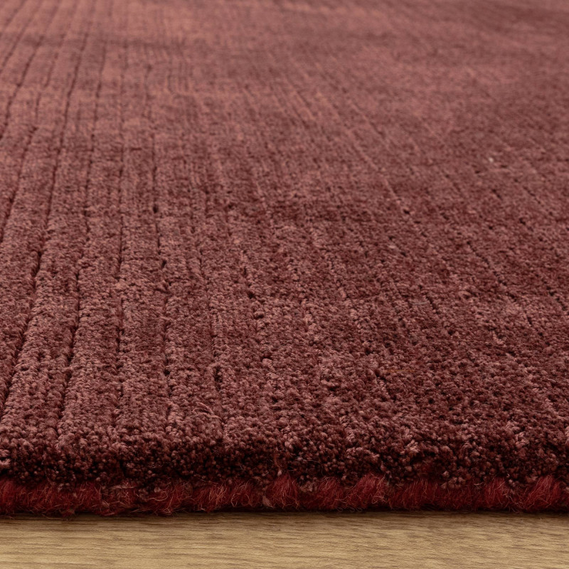 Tapis de salon tissé à la main en polyester rouge brun or Rowan